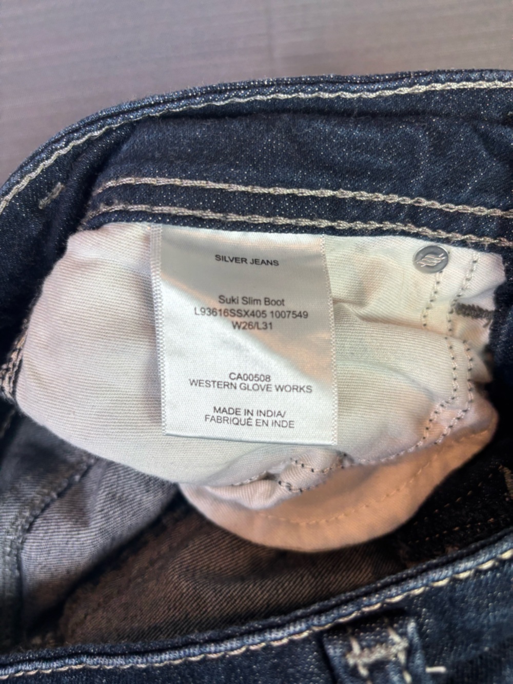 Silver Jeans Suki Slim Boot Jeans Women’s 26 Dark Wash Mid Rise Stretch Denim - Picture 5 of 9